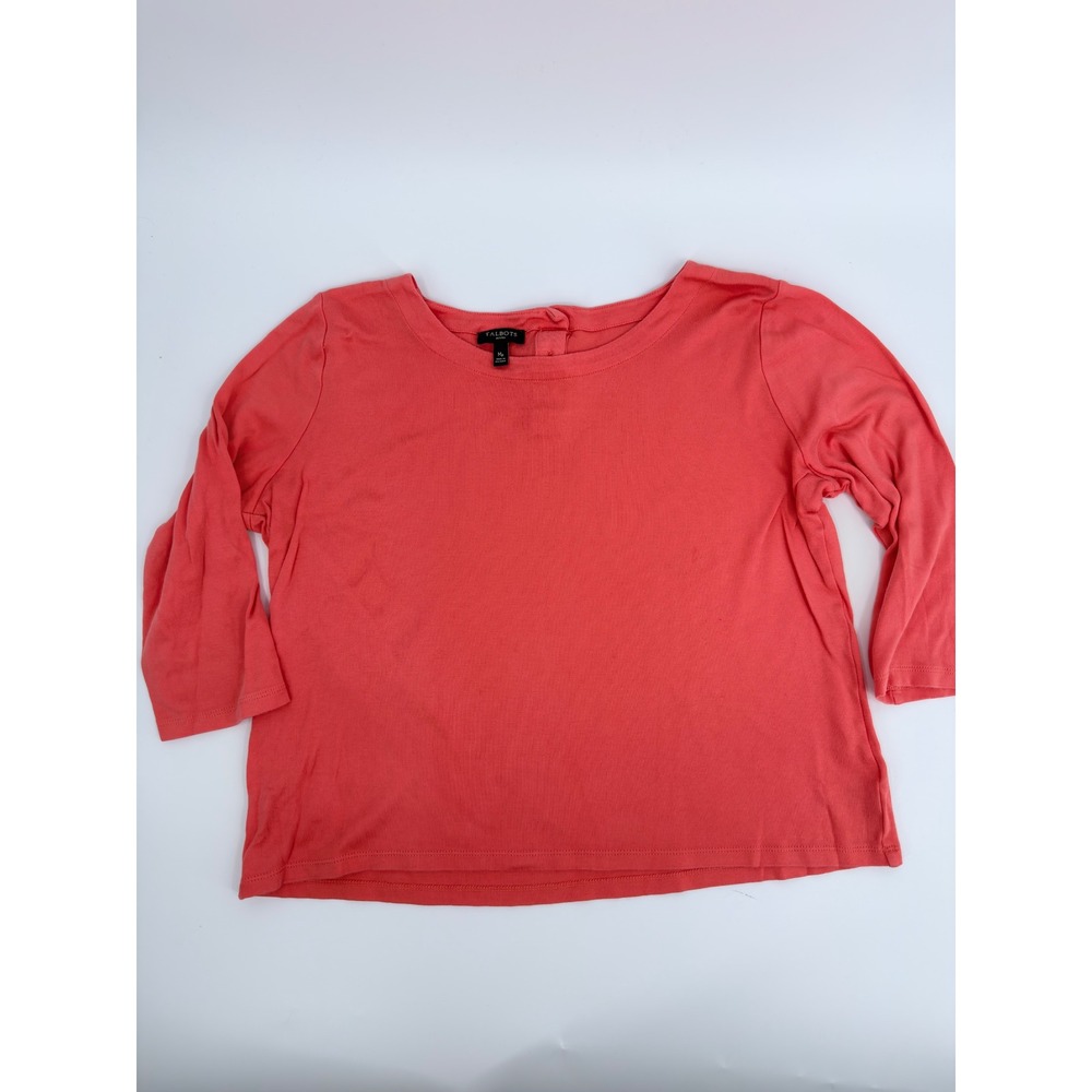 Talbots Top 3/4 Sleeve Back Button Modern Women Size MP Coral Pink Cotton Modal